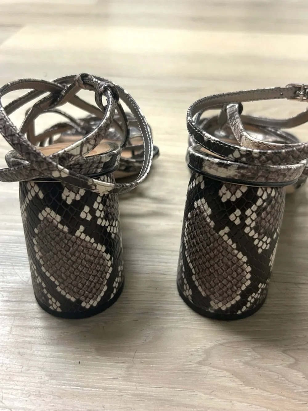 Sam Edelman Sandals Daffodil Snakeskin Stappy Heels Women Sz 9.5M Trendy Modern - Picture 6 of 13